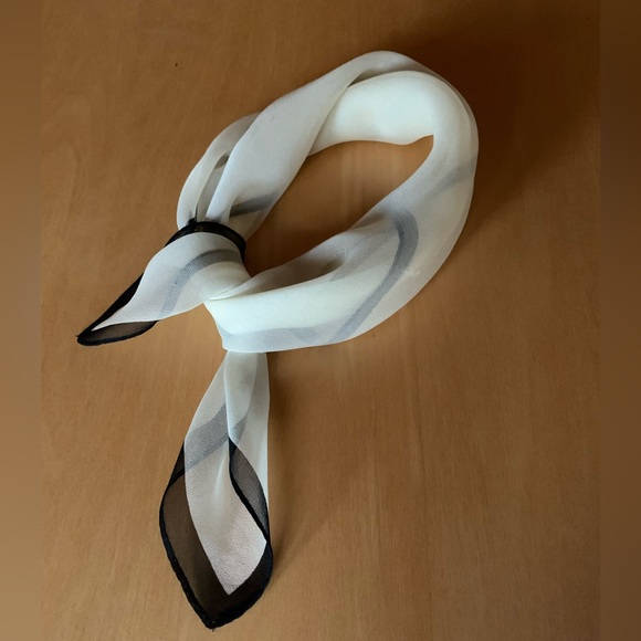 Ann Taylor 100% Silk White & Black Little Silk Scarf - Picture 6 of 7